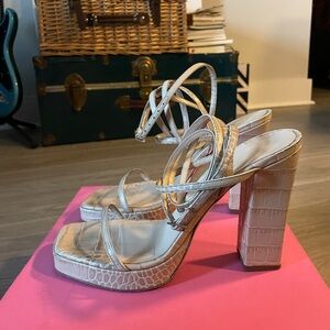 Paris Texas Bianca Platform Sandal Heel - Embossed Croc